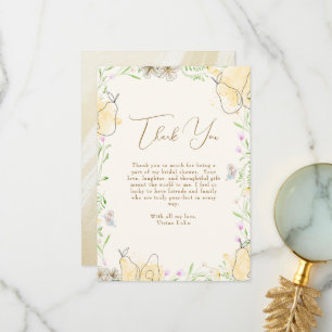Watercolor Pear Floral Garden Baby Shower Thank You Card