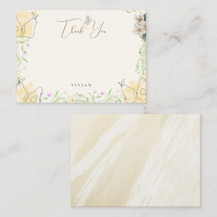 Watercolor Pear Floral Garden Blank Thank You Card