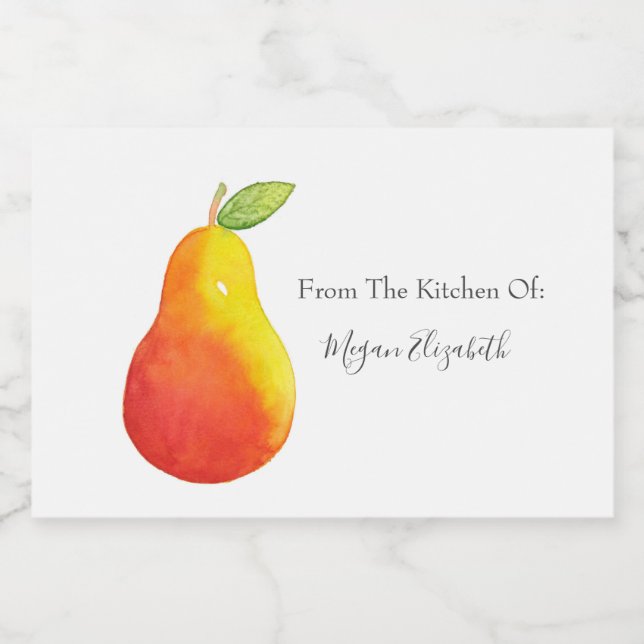 Watercolor Pear  Food Label (Single Label)