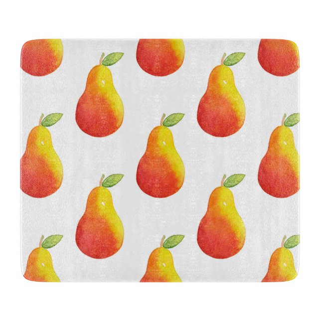 Watercolor Pear Pattern Cutting Board (Front)