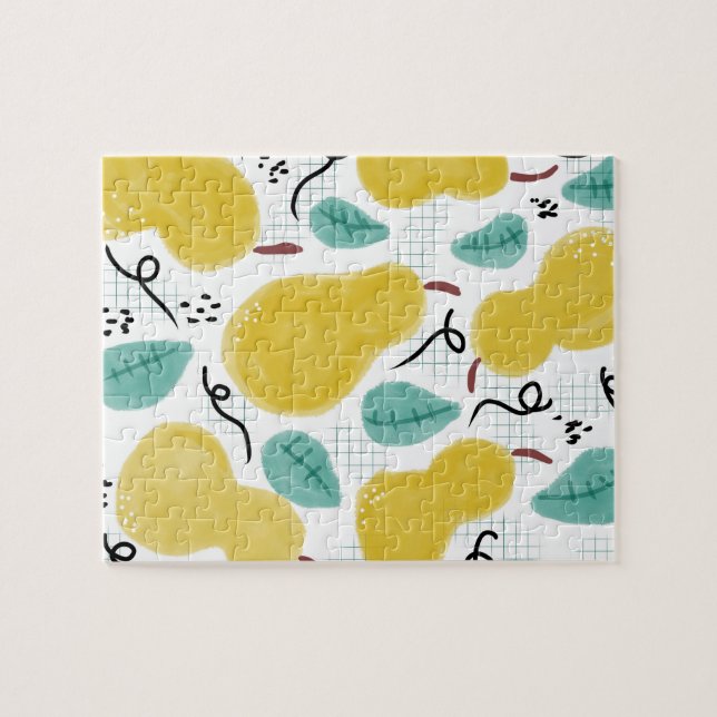 Watercolor Pears Greenery Abstract Jigsaw Puzzle (Horizontal)