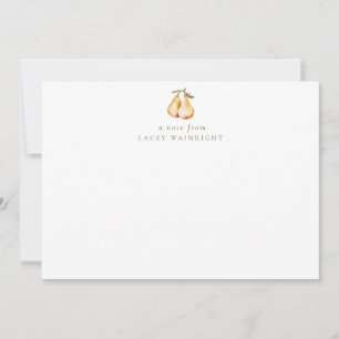 Watercolor Pears Personalised Stationery Card
