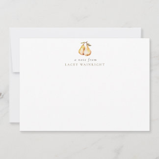 Watercolor Pears Personalised Stationery Card