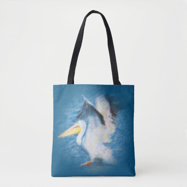 watercolor pelican 17 all-over tote (Front)