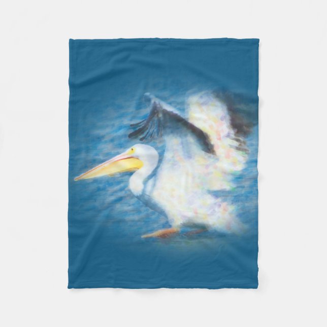 watercolor pelican 17 fleece blanket (Front)