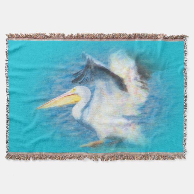 watercolor pelican blanket (Front)