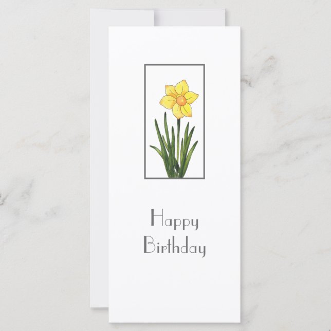 Watercolor, Pen & Ink Daffodil Card (Front)