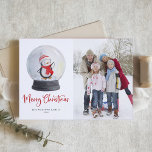 Watercolor Penguin Snowglobe Photo Merry Christmas Holiday Card<br><div class="desc">Merry Christmas! Send festive cheer this Christmas season with this customisable photo card. It features a whimsical script and a watercolor illustration of a snowglobe with an adorable penguin in winter gear. Personalise by adding a photo, names, year and other details. This watercolor penguin Christmas card is available in other...</div>