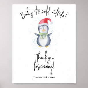 Watercolor penguin - Thank you for coming Poster