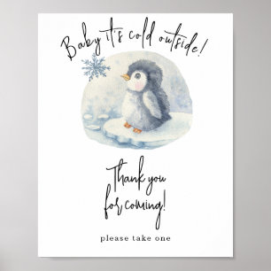 Watercolor penguin - Thank you for coming Poster