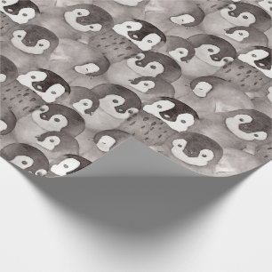 Watercolor Penguins Illustration Kids  Wrapping Paper