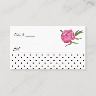 Watercolor Peonies and Dots Wedding Escort Card