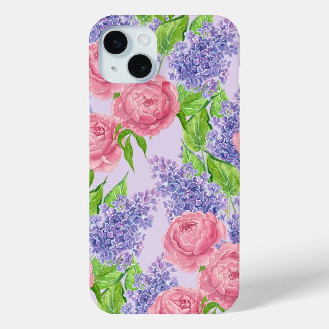 Watercolor peonies and lilacs Case-Mate iPhone case (Back)