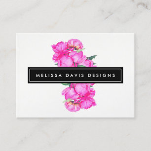 Watercolor Peonies Bunch Floral Designer Business Card