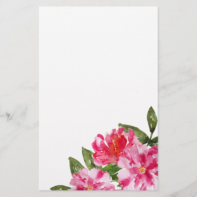 Watercolor Peonies customisable stationery (Front)