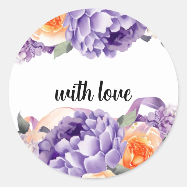 Watercolor Peonies Dusty Mauve Peach Sticker (Front)