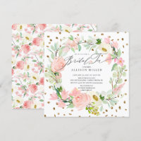 Watercolor Peonies Floral Wreath Bridal Tea Shower