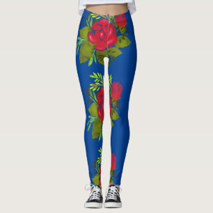 Watercolor Peonies Folk Leggings