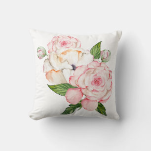 Watercolor peonies in tender colours cushion