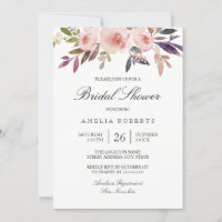 Watercolor Peonies Purple Pink Bridal Shower