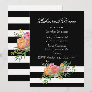 Watercolor Peonies Rehearsal Dinner Invitation