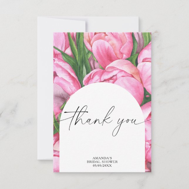 Watercolor peonies - thank you bridal shower  (Front)