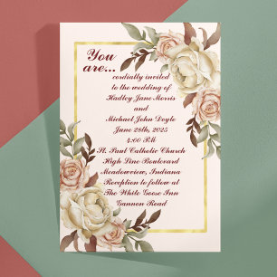 Watercolor Peonies Wedding Invitation