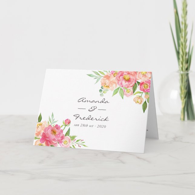Watercolor Peonies Wedding Programme (Front)