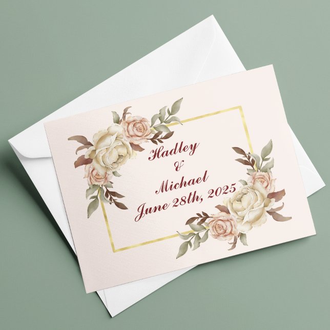 Watercolor Peonies Wedding Thank You Card (Creator Uploaded)