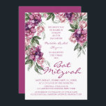 Watercolor Peony Bat Mitzvah Modern Floral Invitation<br><div class="desc">Watercolor Peony Bat Mitzvah Modern Floral Invitations features an elegant watercolor purple Peony flower frame in soft deep purple and dusty pink with green leaves on a white background with your Bat Mitzvah Invitation information in the centre. Personalise by editing the text in the text boxes provided. Designed for you...</div>