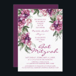 Watercolor Peony Bat Mitzvah Modern Floral Invitation<br><div class="desc">Watercolor Peony Bat Mitzvah Modern Floral Invitations features an elegant watercolor purple Peony flower frame in soft deep purple and dusty pink with green leaves on a white background with your Bat Mitzvah Invitation information in the centre. Personalise by editing the text in the text boxes provided. Designed for you...</div>