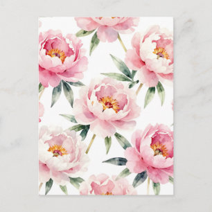Watercolor Peony Blush Floral Pattern Postcard