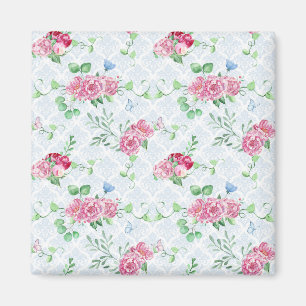 watercolor peony,butterfly watercolor magnet