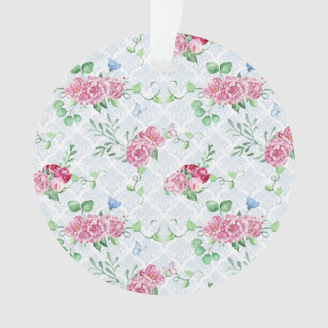 watercolor peony,butterfly watercolor ornament (Front)