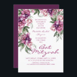 Watercolor Peony Corporate Logo Bat Mitzvah Invitation<br><div class="desc">Watercolor Peony Corporate Logo Bat Mitzvah Invitations features an elegant watercolor purple Peony flower frame in soft deep purple and dusty pink with green leaves on a white background with your Bat Mitzvah Invitation information in the centre. Personalise by editing the text in the text boxes provided. Add your Corporate...</div>