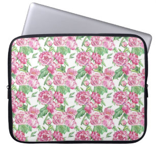 Watercolor peony field laptop sleeve