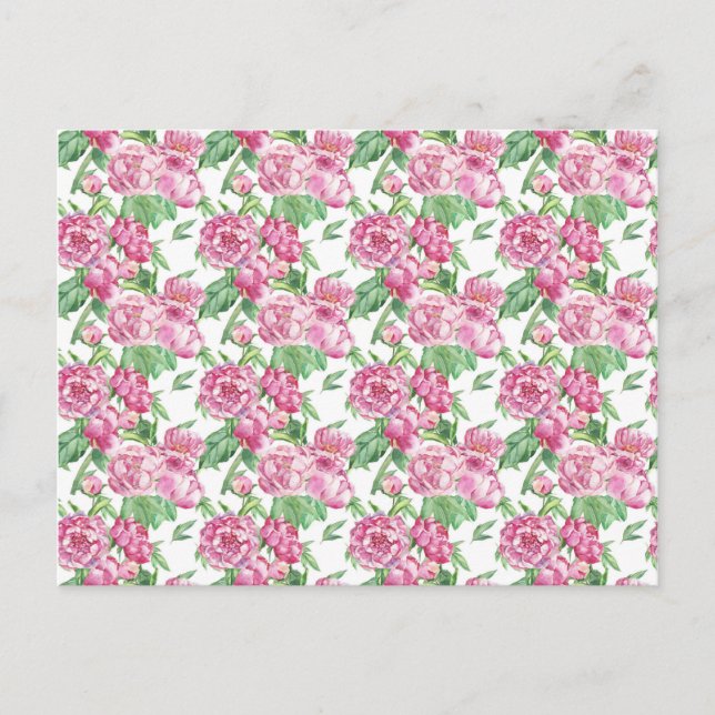 Watercolor peony field postcard (Front)