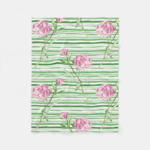 watercolor peony fleece blanket