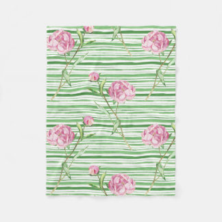 watercolor peony fleece blanket