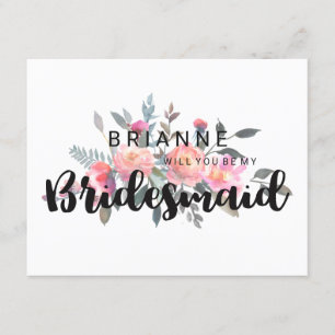 Watercolor Peony Floral Will You Be My Bridesmaid Invitation