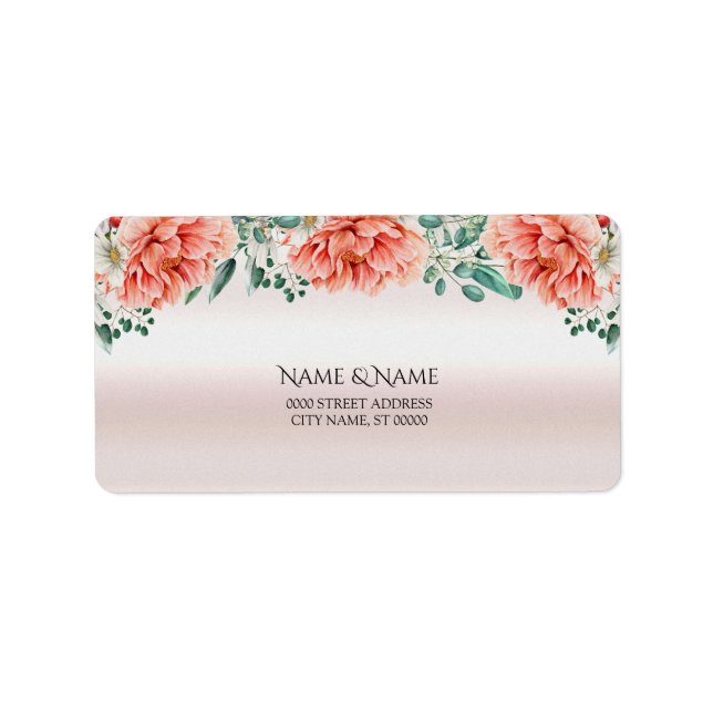 Watercolor Peony Flower  Address Label (Front)