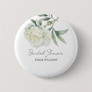 Watercolor Peony Flower   Bridal Shower 6 Cm Round Badge