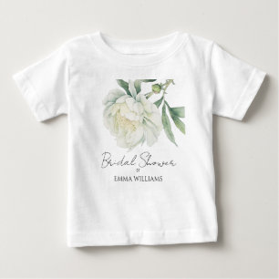 Watercolor Peony Flower Bridal Shower Baby T-Shirt