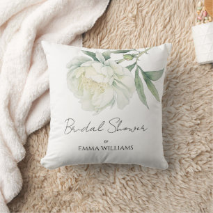 Watercolor Peony Flower Bridal Shower Cushion
