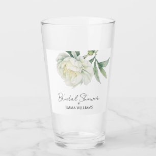 Watercolor Peony Flower Bridal Shower Glass