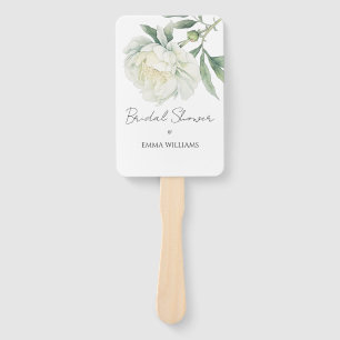 Watercolor Peony Flower Bridal Shower Hand Fan