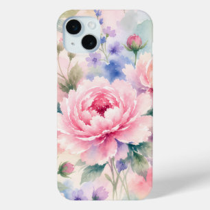 Watercolor Peony Flower iPhone 15 Mini Case