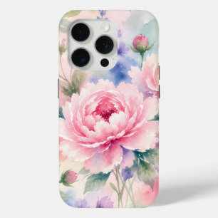 Watercolor Peony Flower iPhone 15 Pro Case