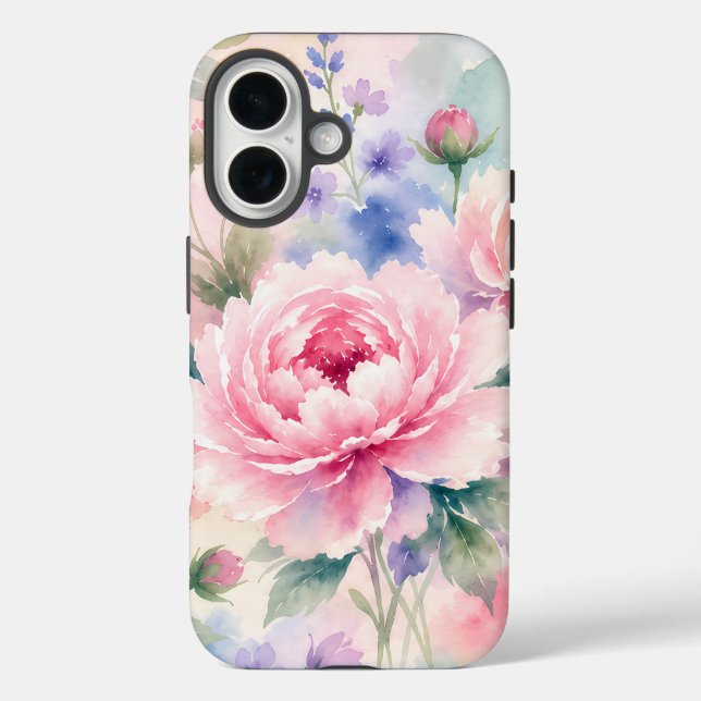 Watercolor Peony Flower Case-Mate iPhone Case (Back)