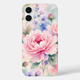Watercolor Peony Flower iPhone 16 Plus Case